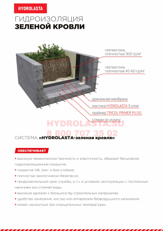 Полиуретановая гидроизоляция Hydrolasta (цвет: серый, вес 15 кг.)